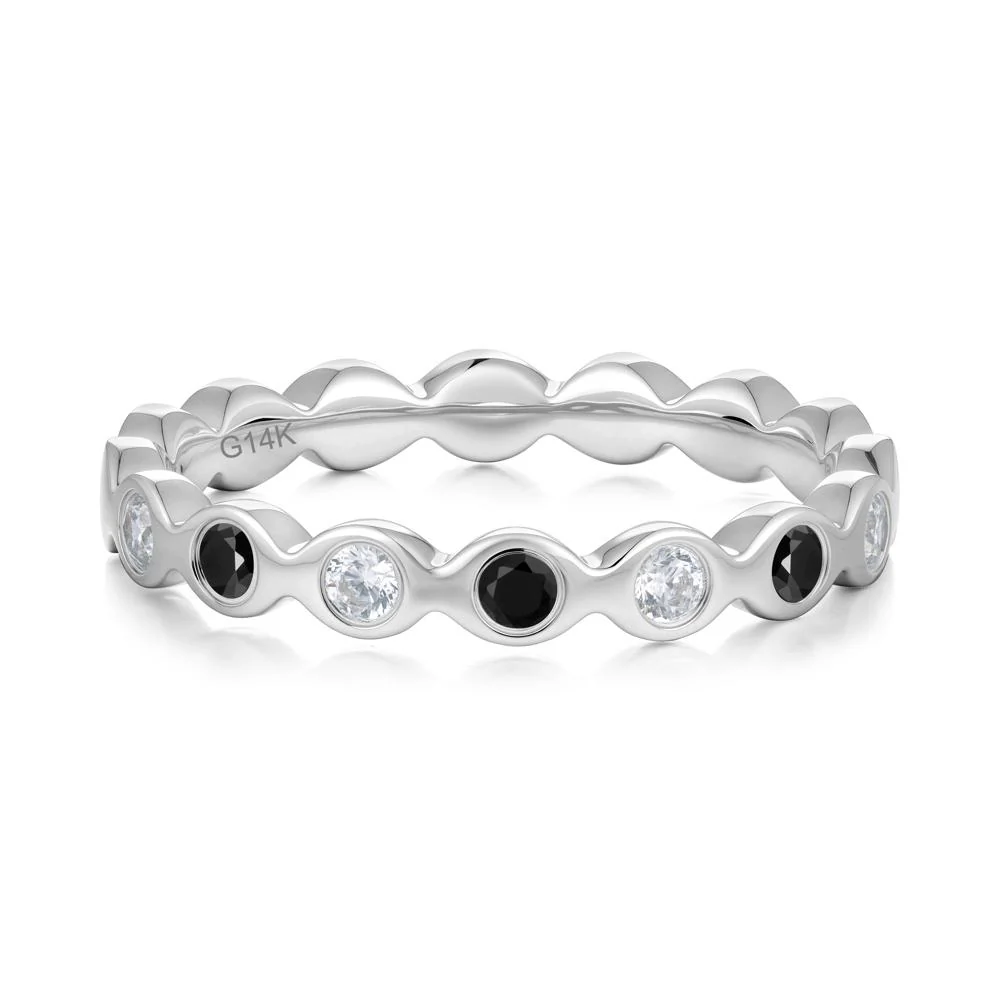 Round Black Spinel and Cubic Zirconia Eternity Band Ring - Image 5
