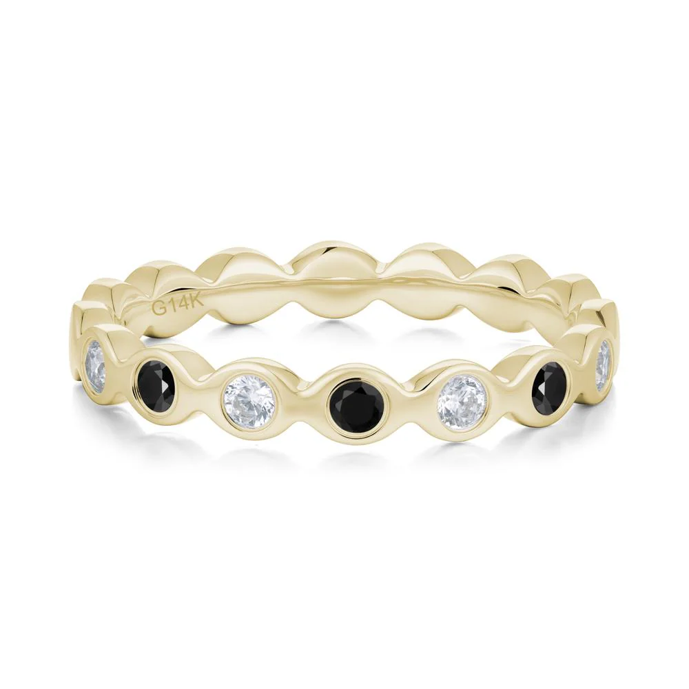 Round Black Spinel and Cubic Zirconia Eternity Band Ring - Image 7