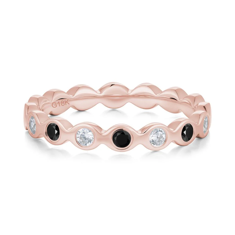 Round Black Spinel and Cubic Zirconia Eternity Band Ring - Image 8