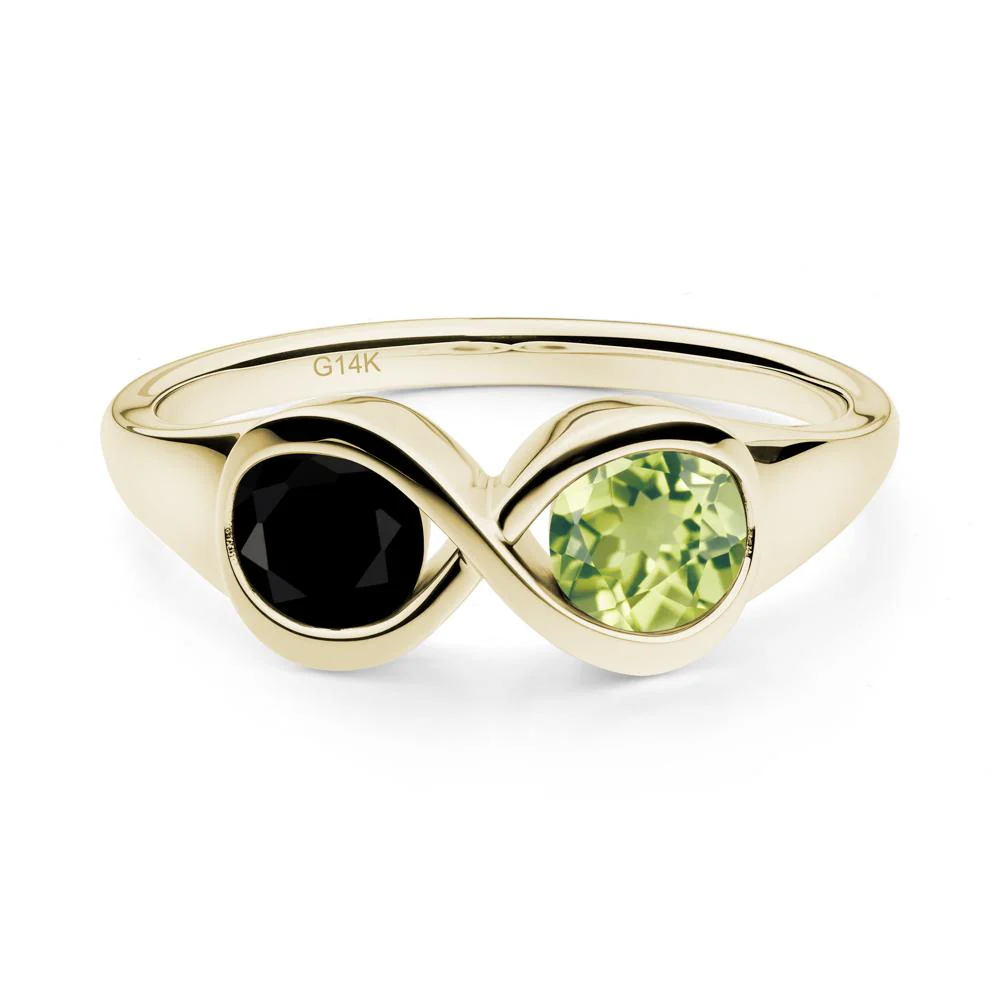 Round Black Spinel and Peridot Infinity Ring - Image 8