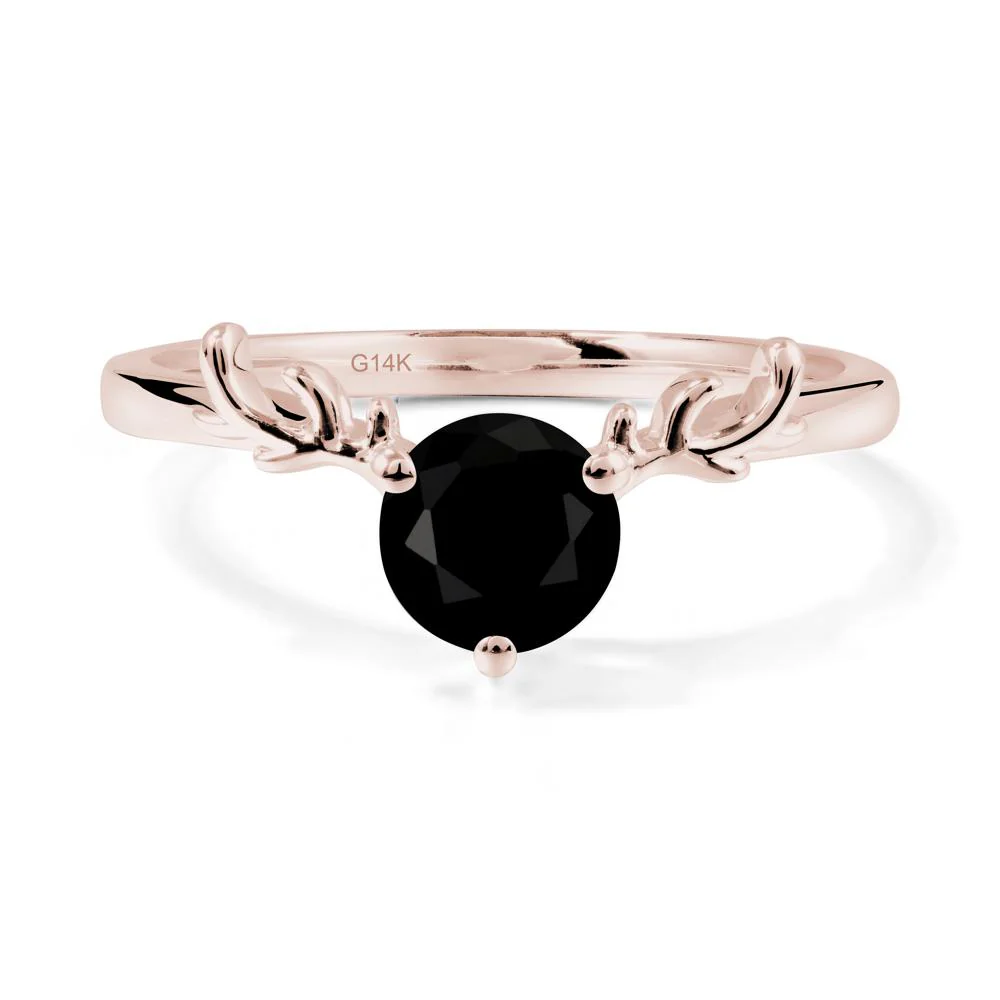 Round Black Spinel Reindeer Ring