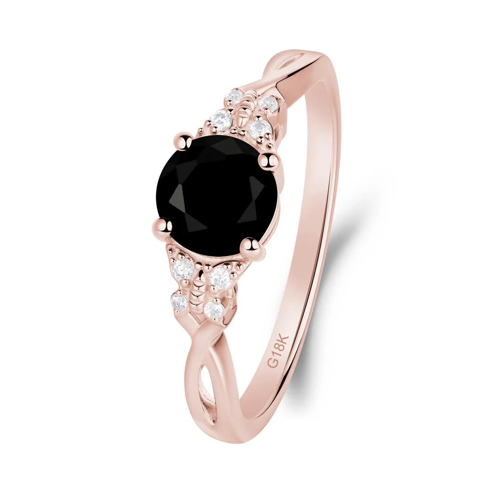 Round Black Spinel Butterfly Ring - Image 9
