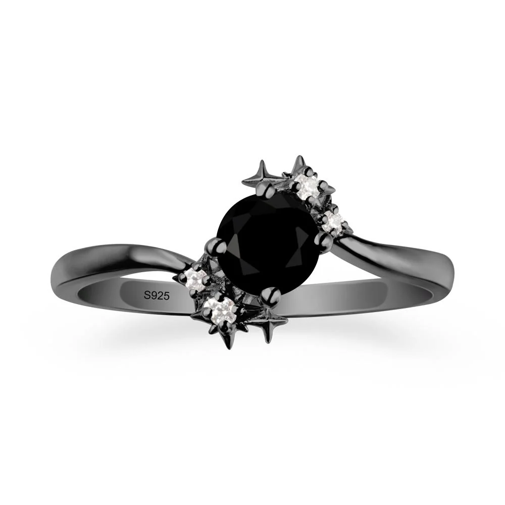Round Black Spinel Bypass Ring - Image 7