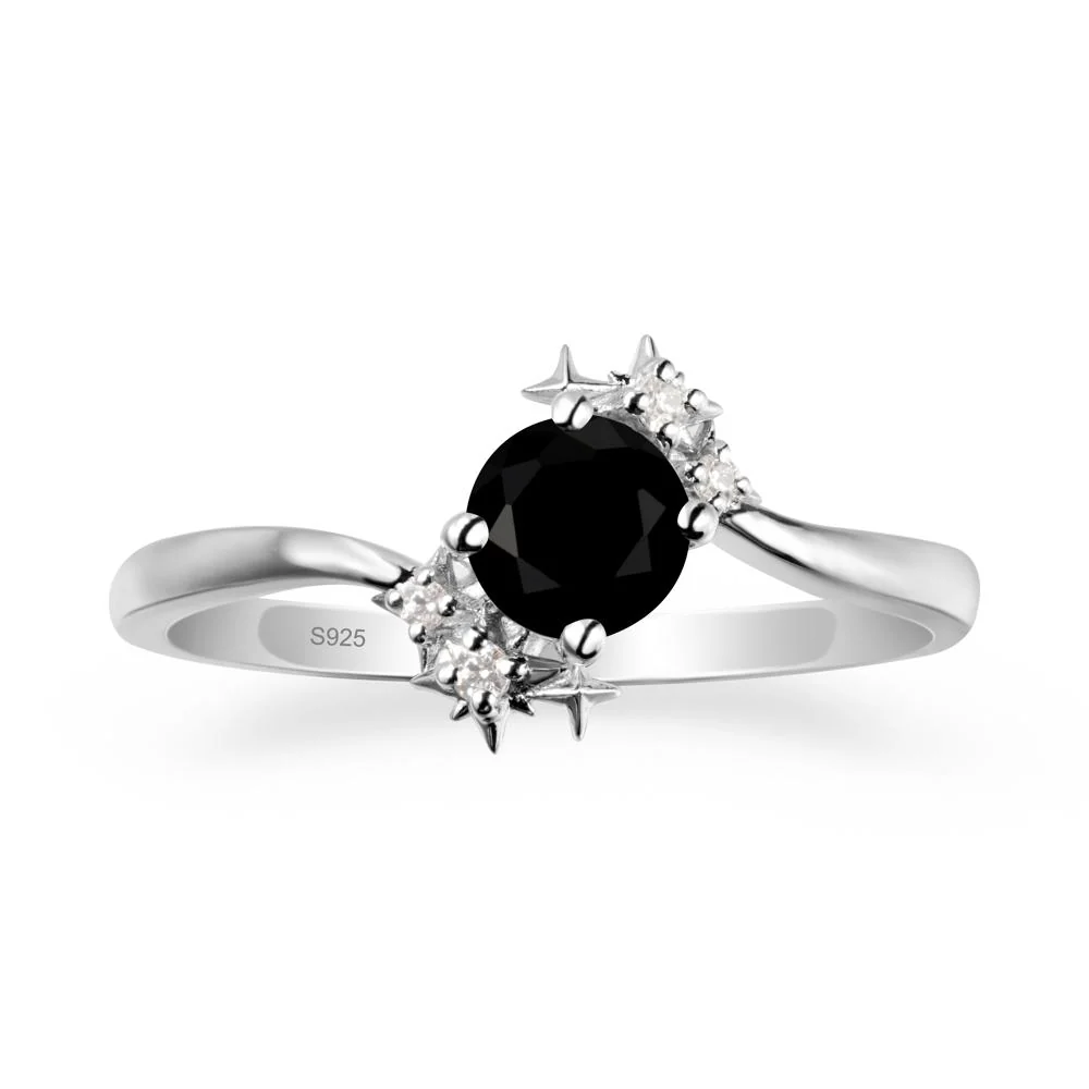 Round Black Spinel Bypass Ring - Image 9