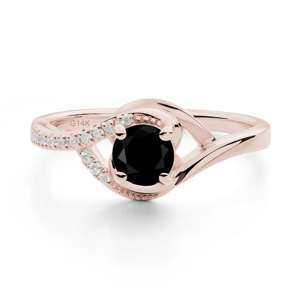 Round Black Spinel Bypass Statement Ring