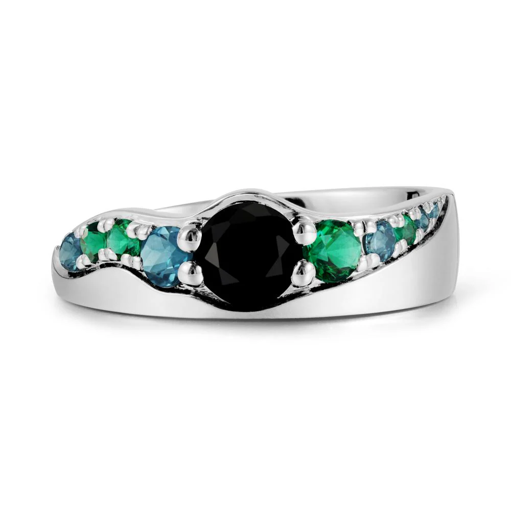 Round Black Spinel Cluster Ring - Image 9