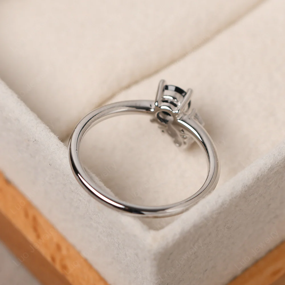 Round Black Spinel Engagement Ring - Image 4