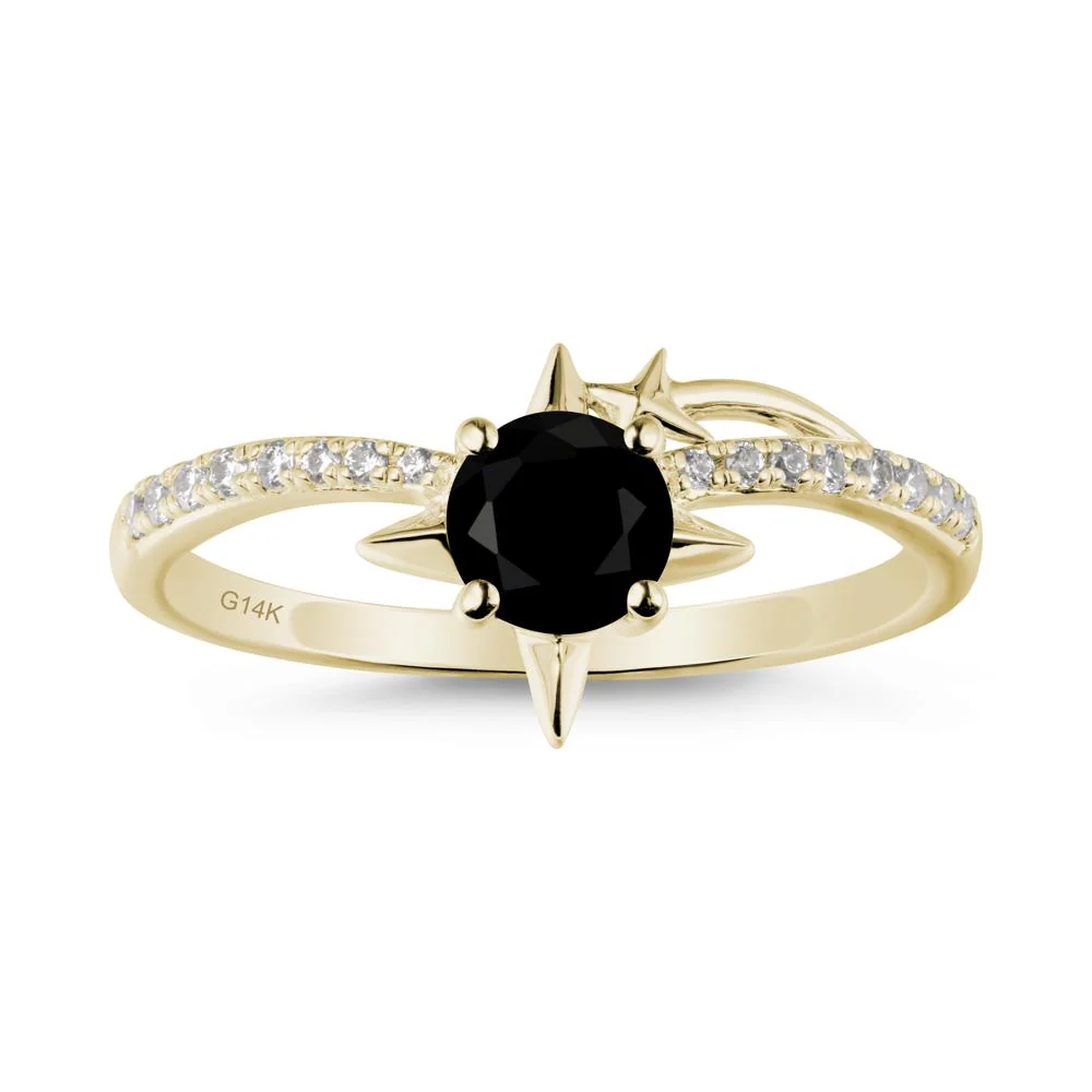 Round Black Spinel Four Point Star Ring - Image 3