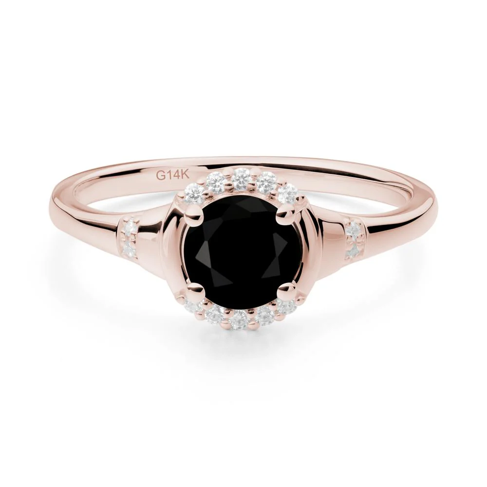 Round Black Spinel Halo Ring - Image 4