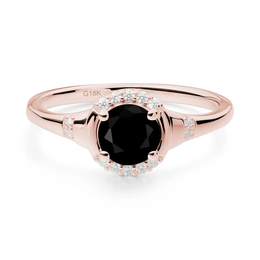 Round Black Spinel Halo Ring - Image 7