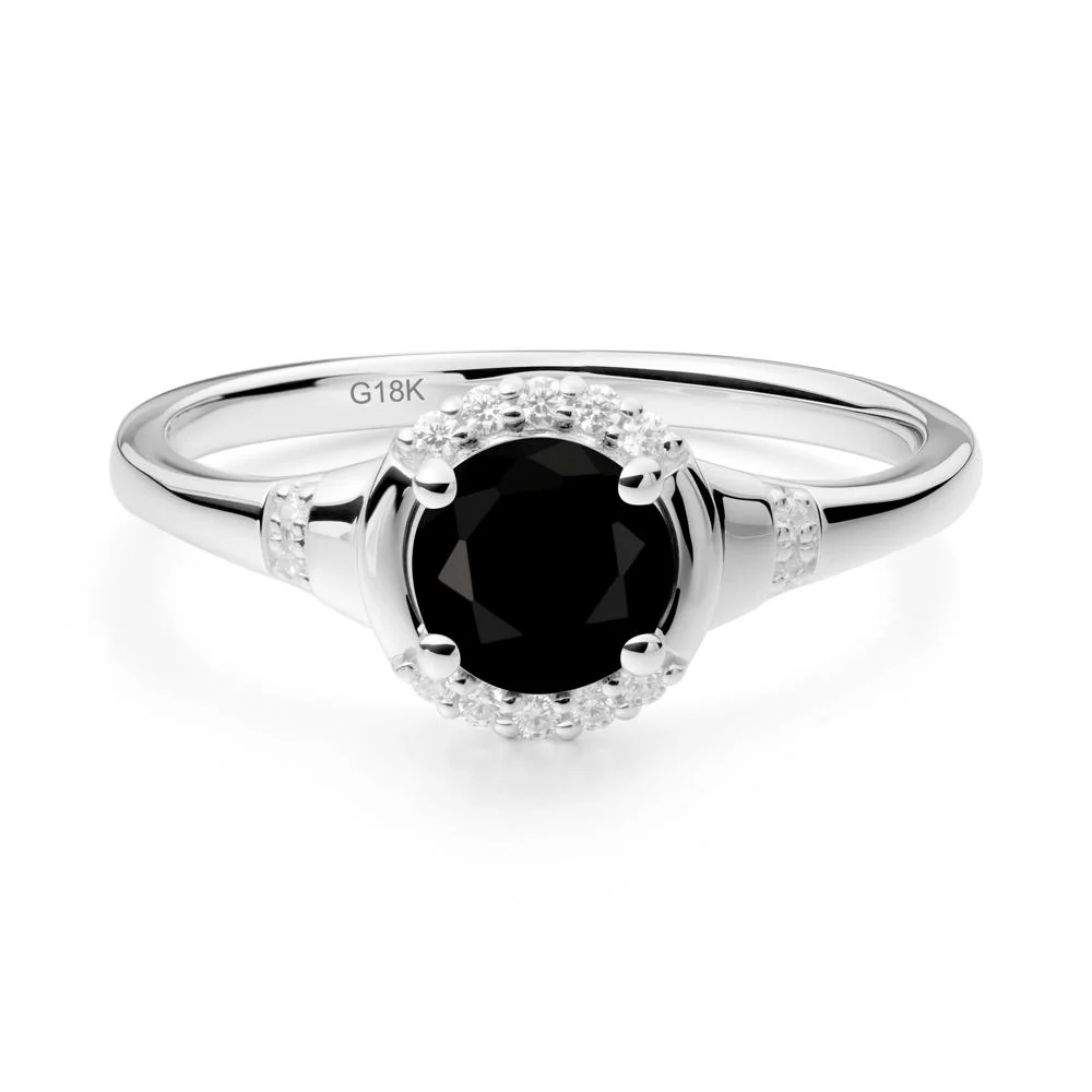 Round Black Spinel Halo Ring - Image 9