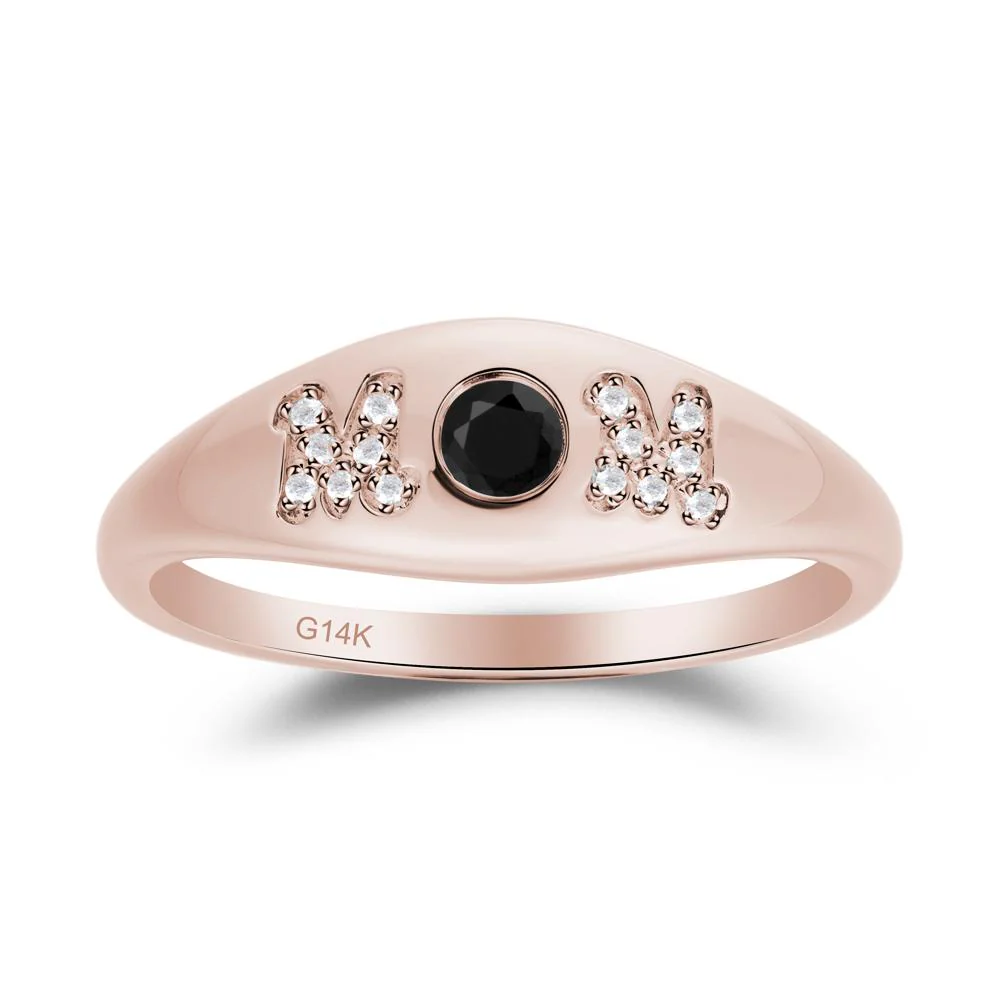 Round Black Spinel Mom Ring - Image 3