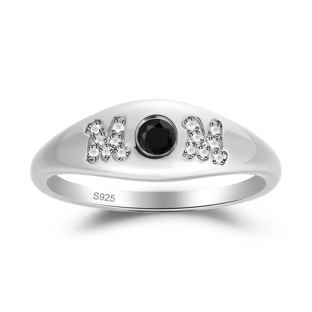 Round Black Spinel Mom Ring - Image 7