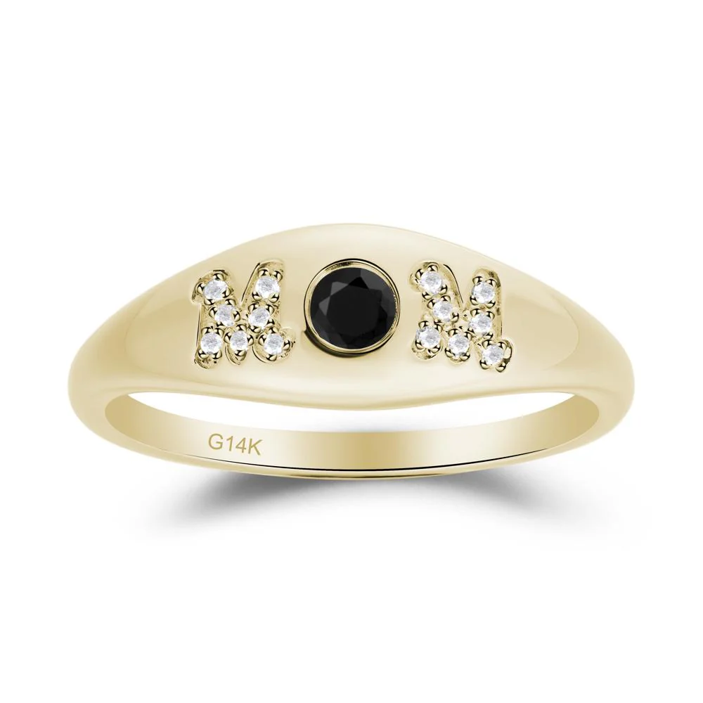 Round Black Spinel Mom Ring - Image 8