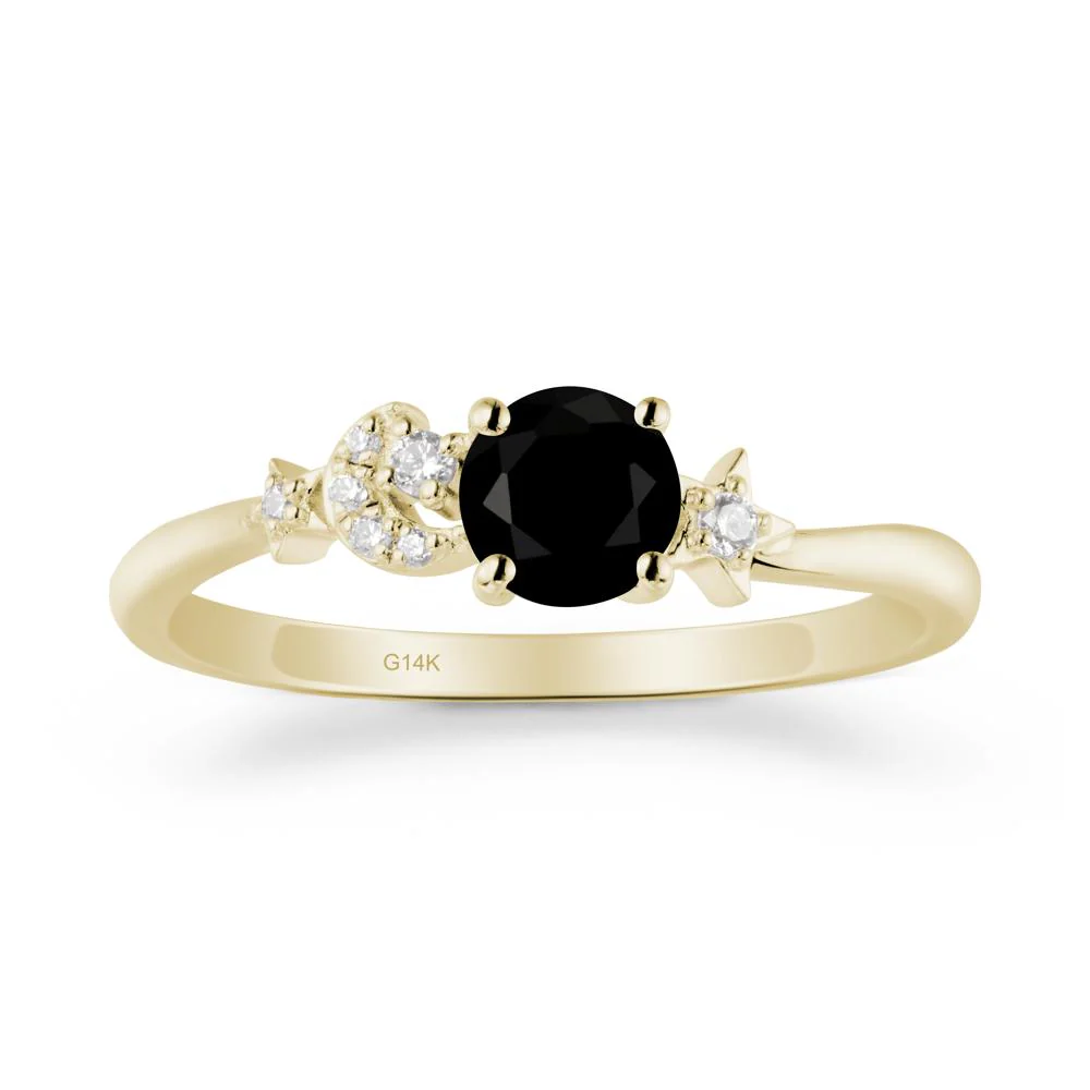 Round Black Spinel Ring with Moon and Pentacle - Image 4