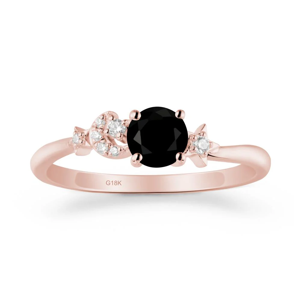 Round Black Spinel Ring with Moon and Pentacle - Image 5