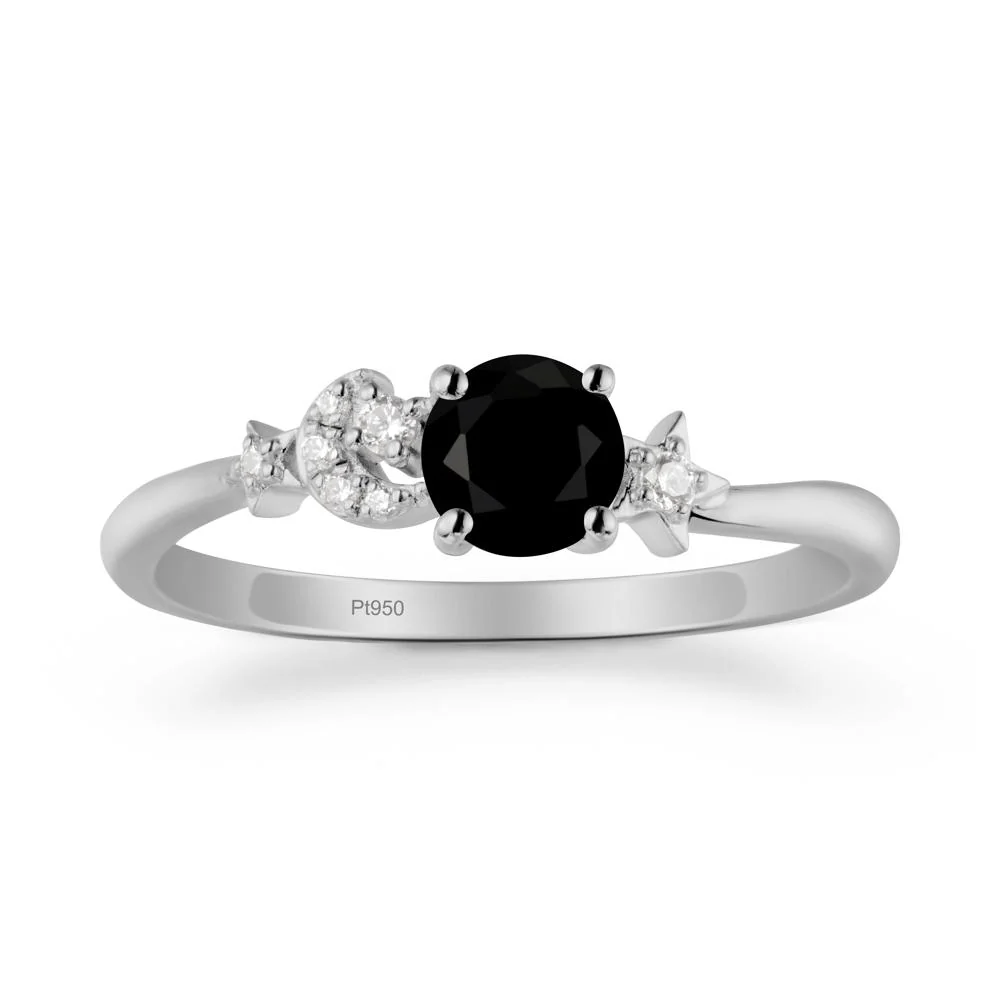 Round Black Spinel Ring with Moon and Pentacle - Image 9