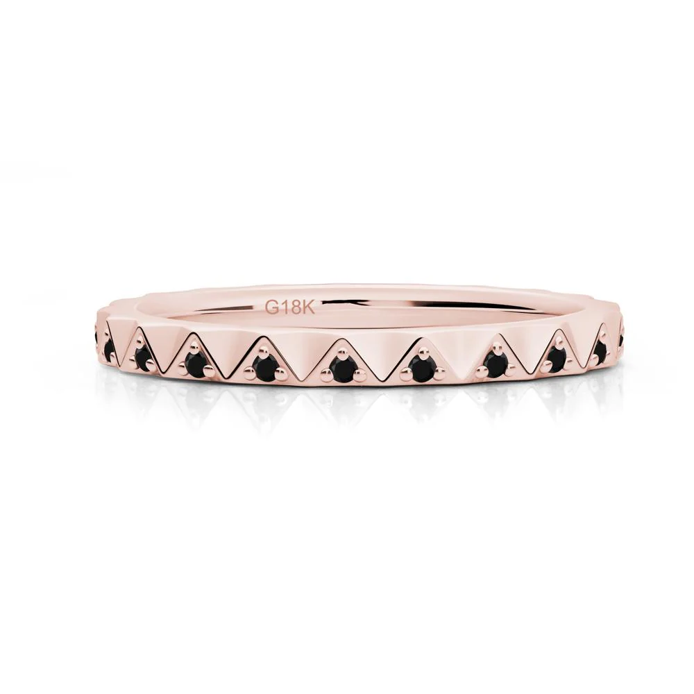 Round Black Spinel Stackable Ring - Image 3