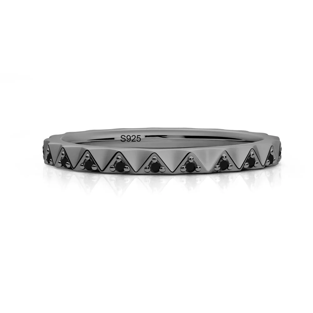 Round Black Spinel Stackable Ring - Image 9