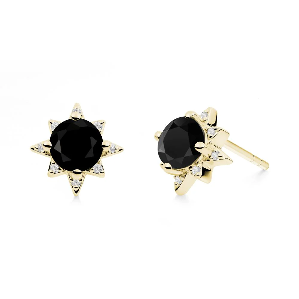 Round Black Spinel Sunburst Earrings - Image 7