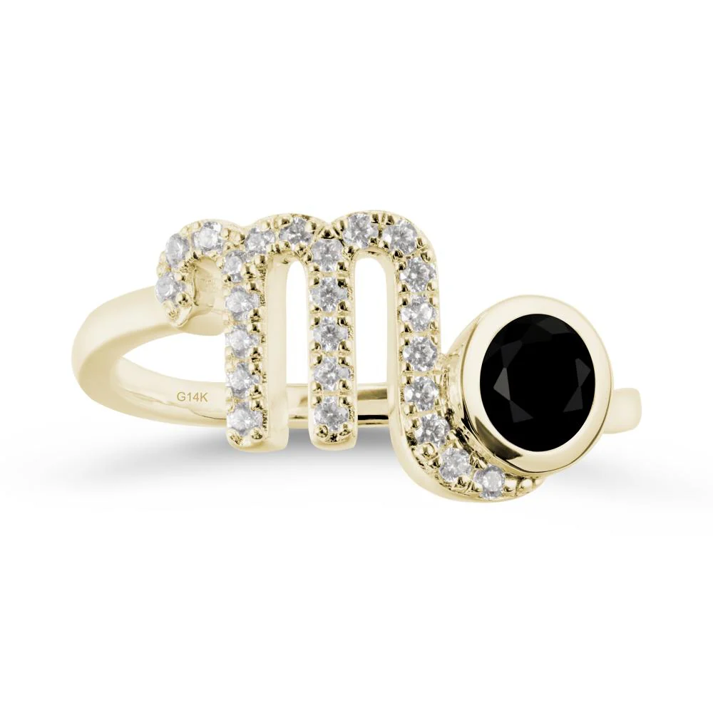 Round Black Spinel Wrap Around Scorpio Zodiac Ring - Image 3