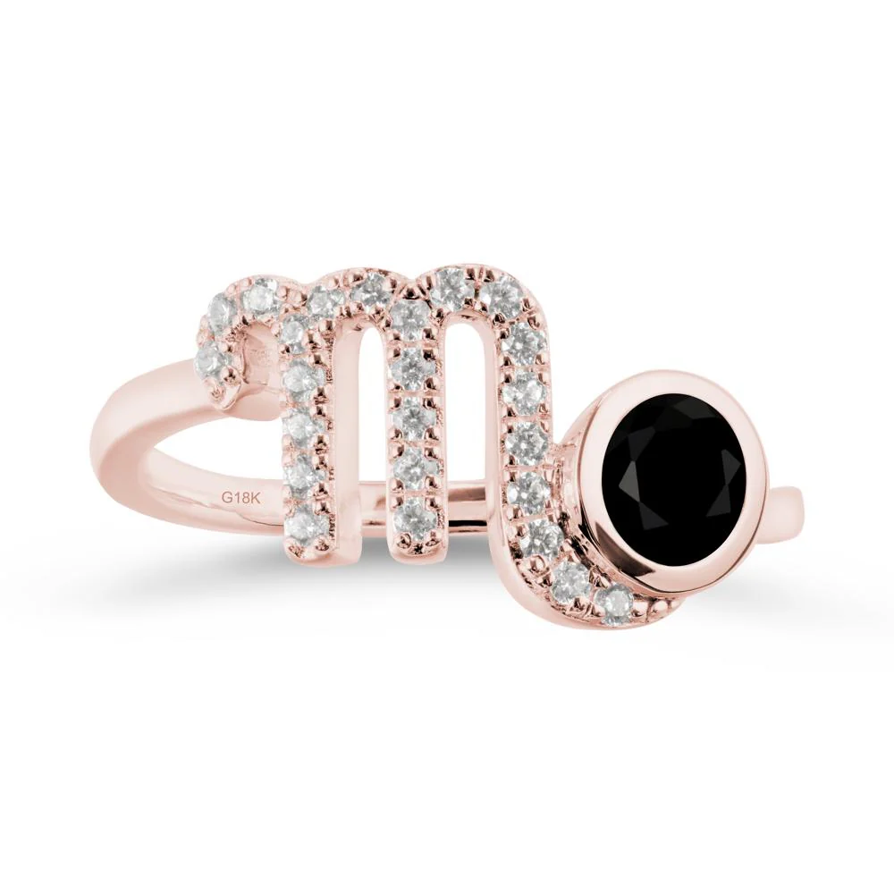 Round Black Spinel Wrap Around Scorpio Zodiac Ring - Image 4