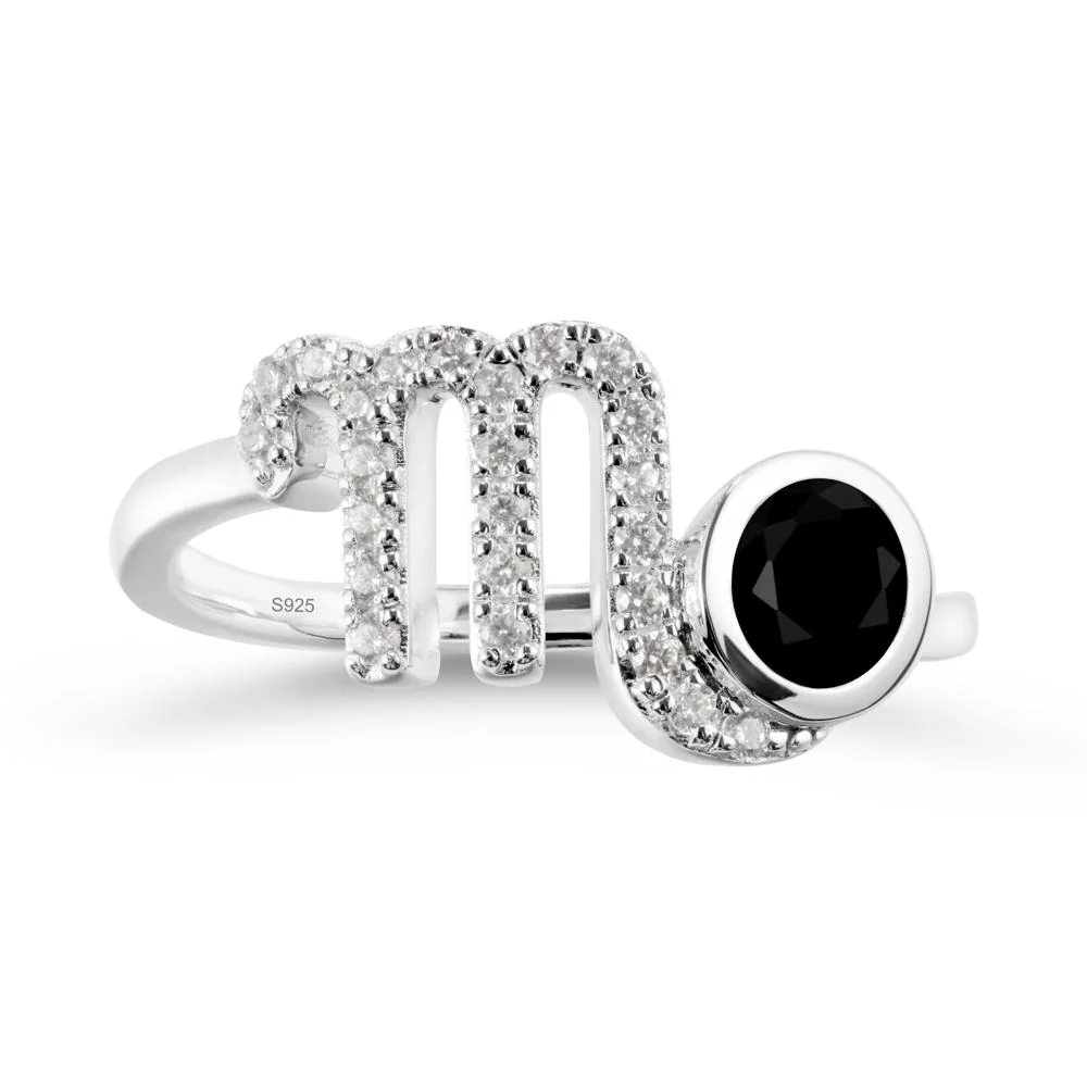 Round Black Spinel Wrap Around Scorpio Zodiac Ring - Image 9