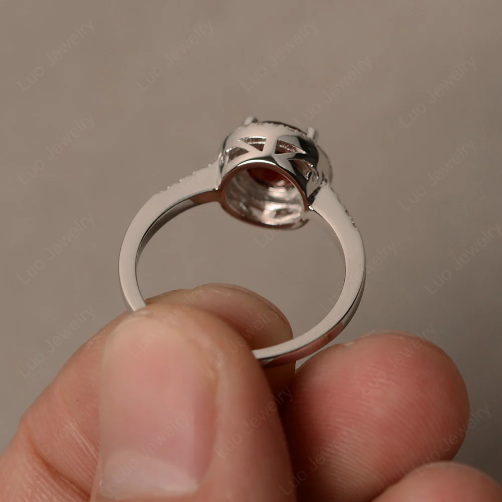 Round Garnet Halo Engagement Ring - Image 2