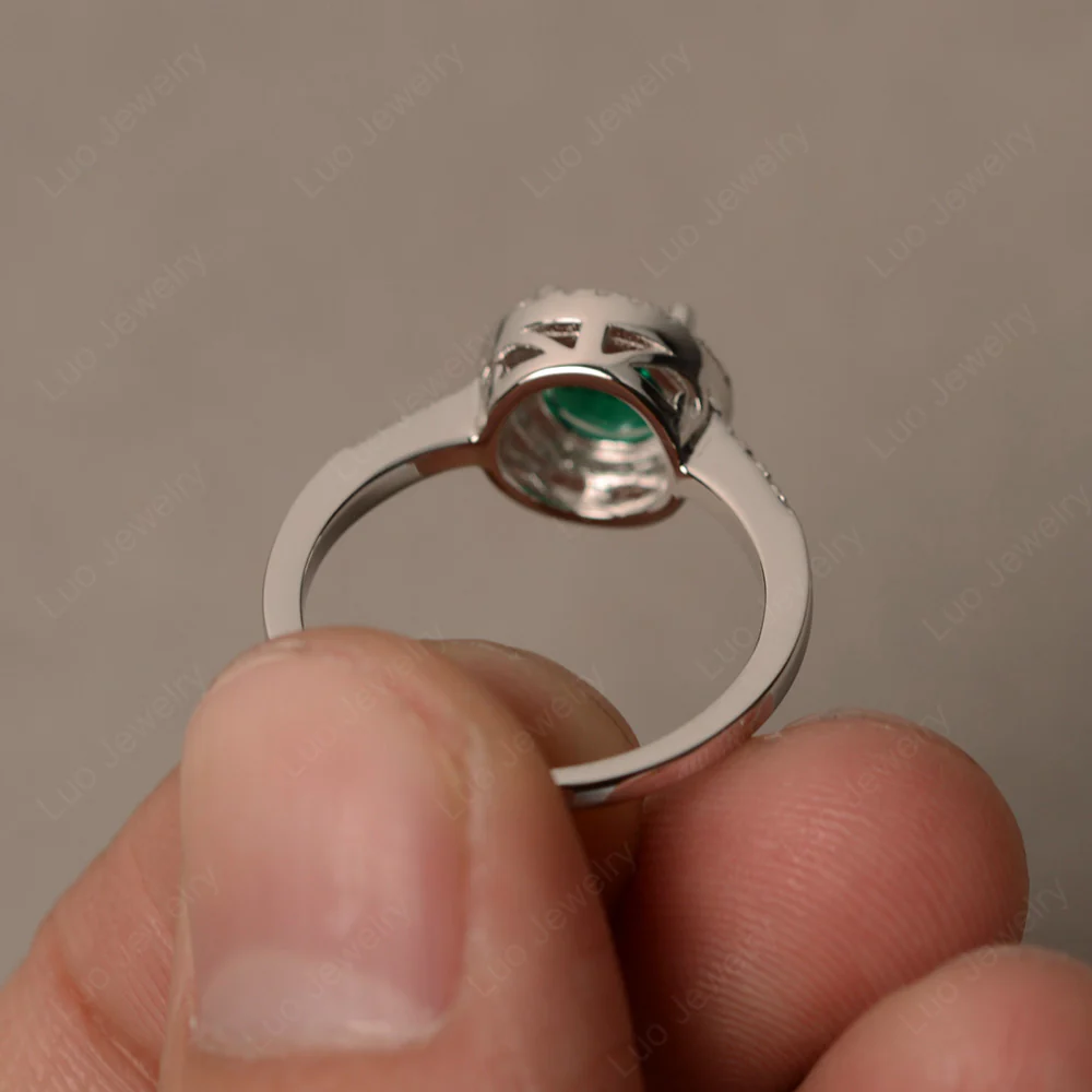 Emerald Round Halo Engagement Ring - Image 2