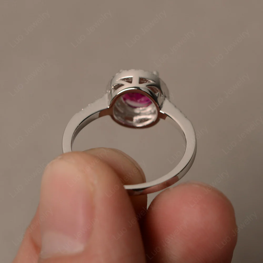 Round Ruby Halo Engagement Ring - Image 2