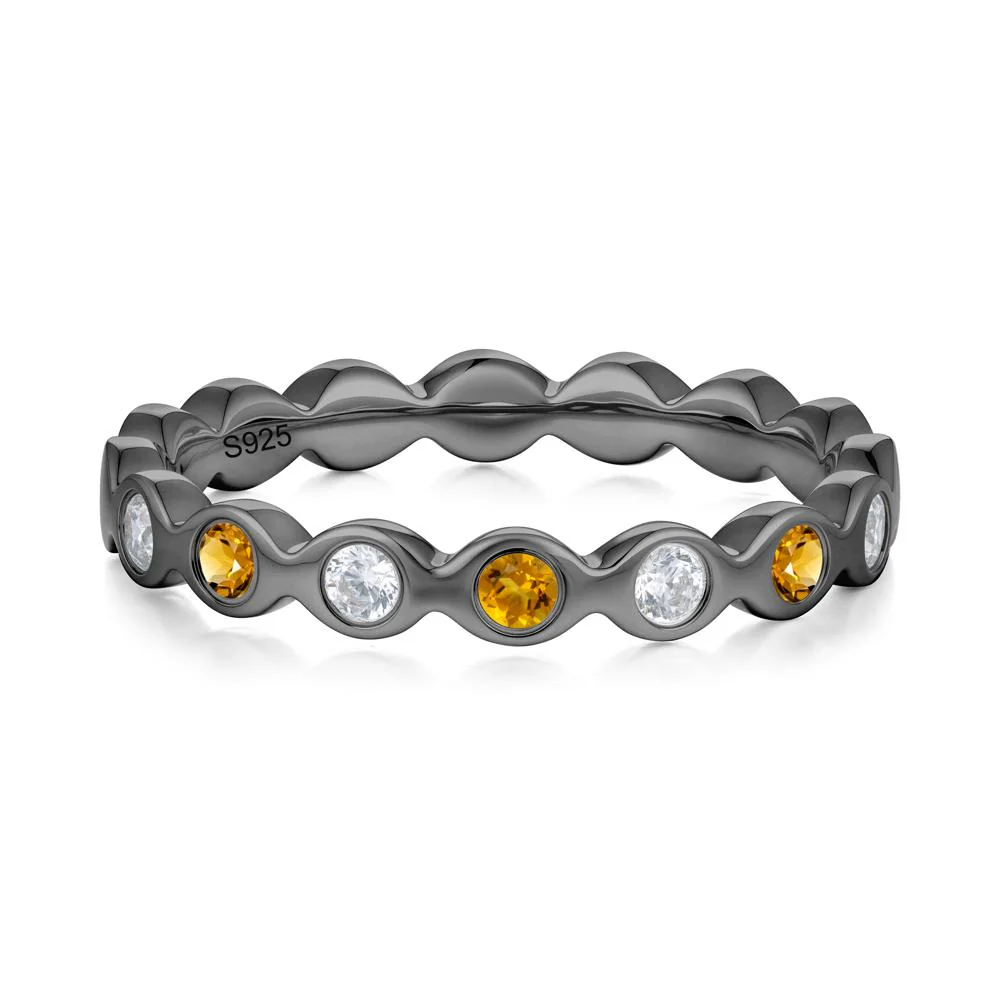Round Citrine and Cubic Zirconia Eternity Ring