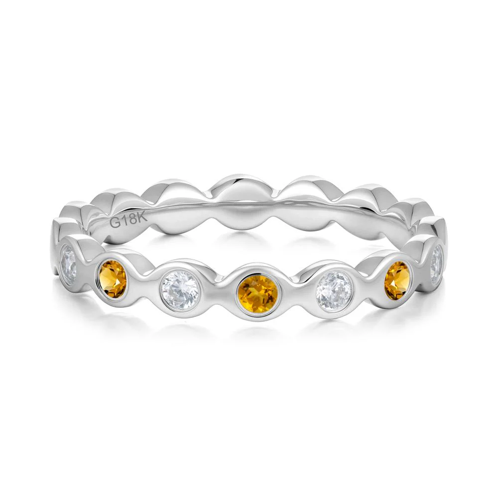 Round Citrine and Cubic Zirconia Eternity Ring - Image 3