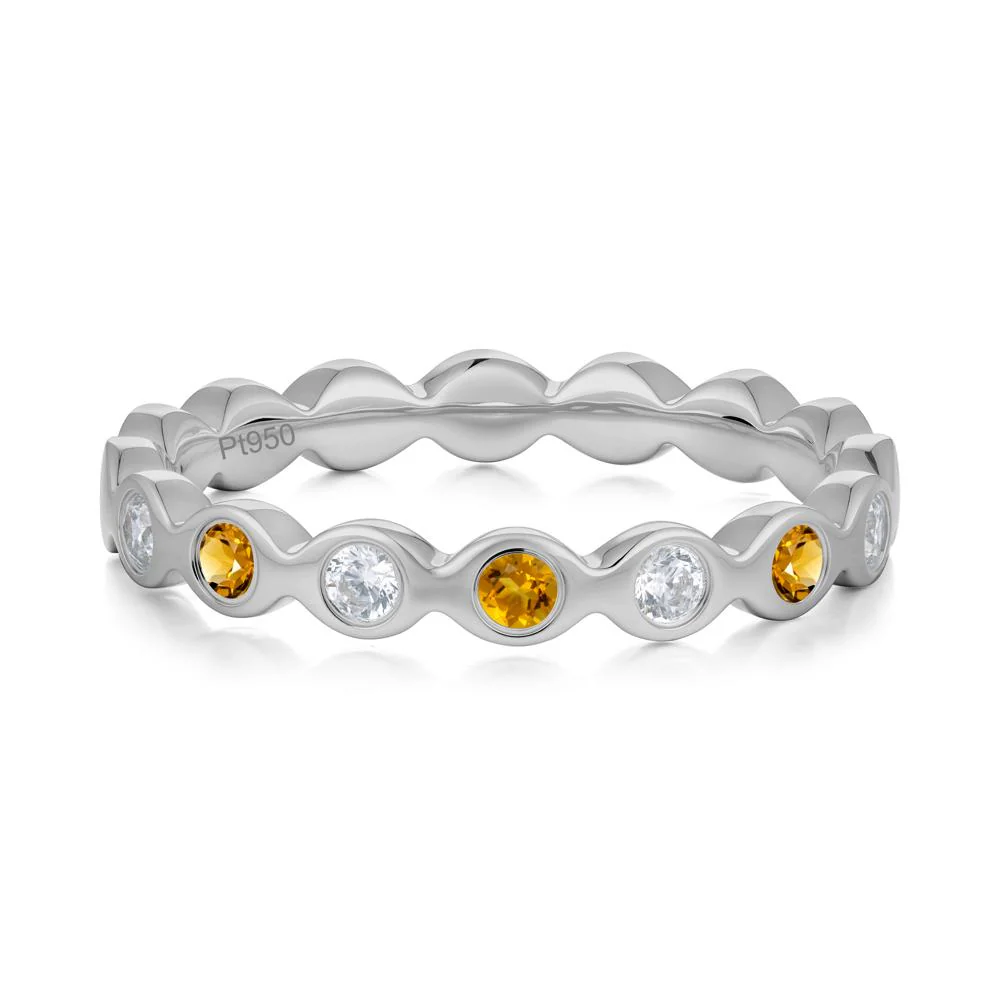 Round Citrine and Cubic Zirconia Eternity Ring - Image 4