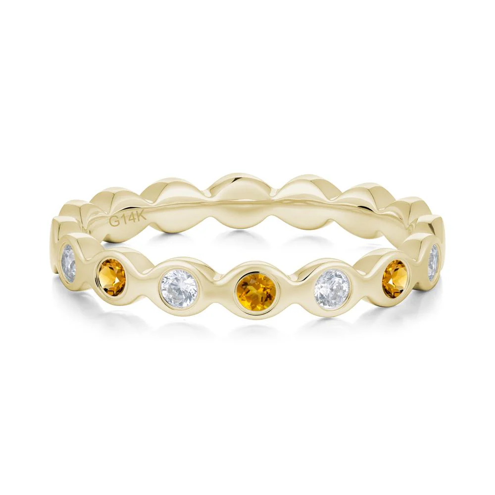 Round Citrine and Cubic Zirconia Eternity Ring - Image 7