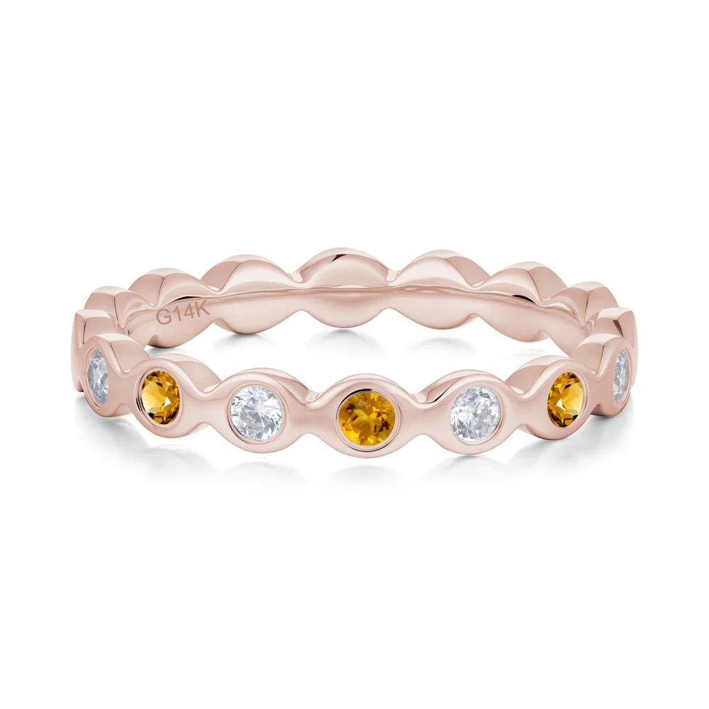 Round Citrine and Cubic Zirconia Eternity Ring - Image 9