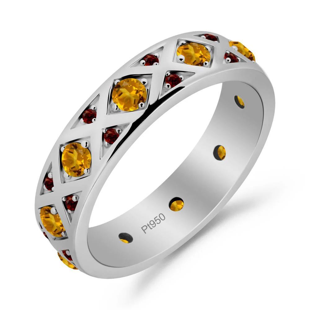 Round Citrine and Garnet and Garnet Statement Ring - Image 3
