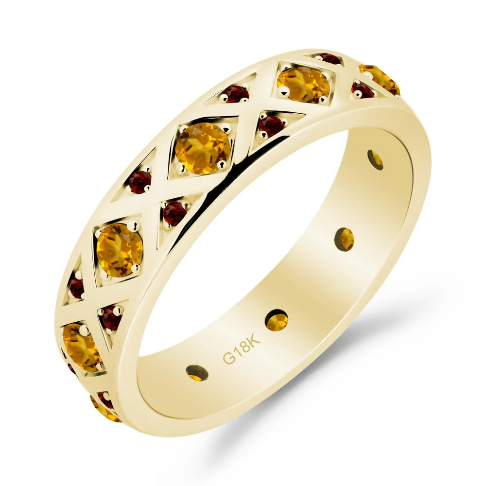 Round Citrine and Garnet and Garnet Statement Ring - Image 6