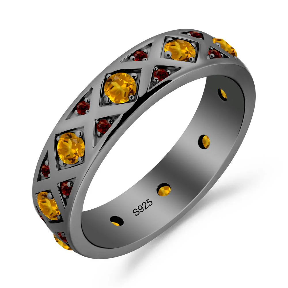 Round Citrine and Garnet and Garnet Statement Ring - Image 7