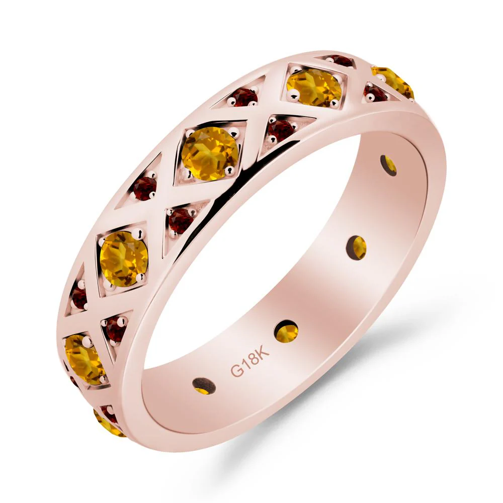 Round Citrine and Garnet and Garnet Statement Ring - Image 8