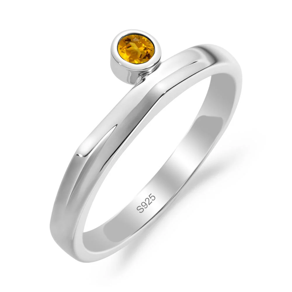 Round Citrine Bezel Ring - Image 4