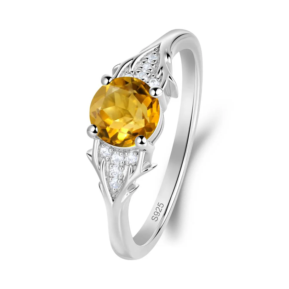 Round Citrine Branch Engagement Ring - Image 5