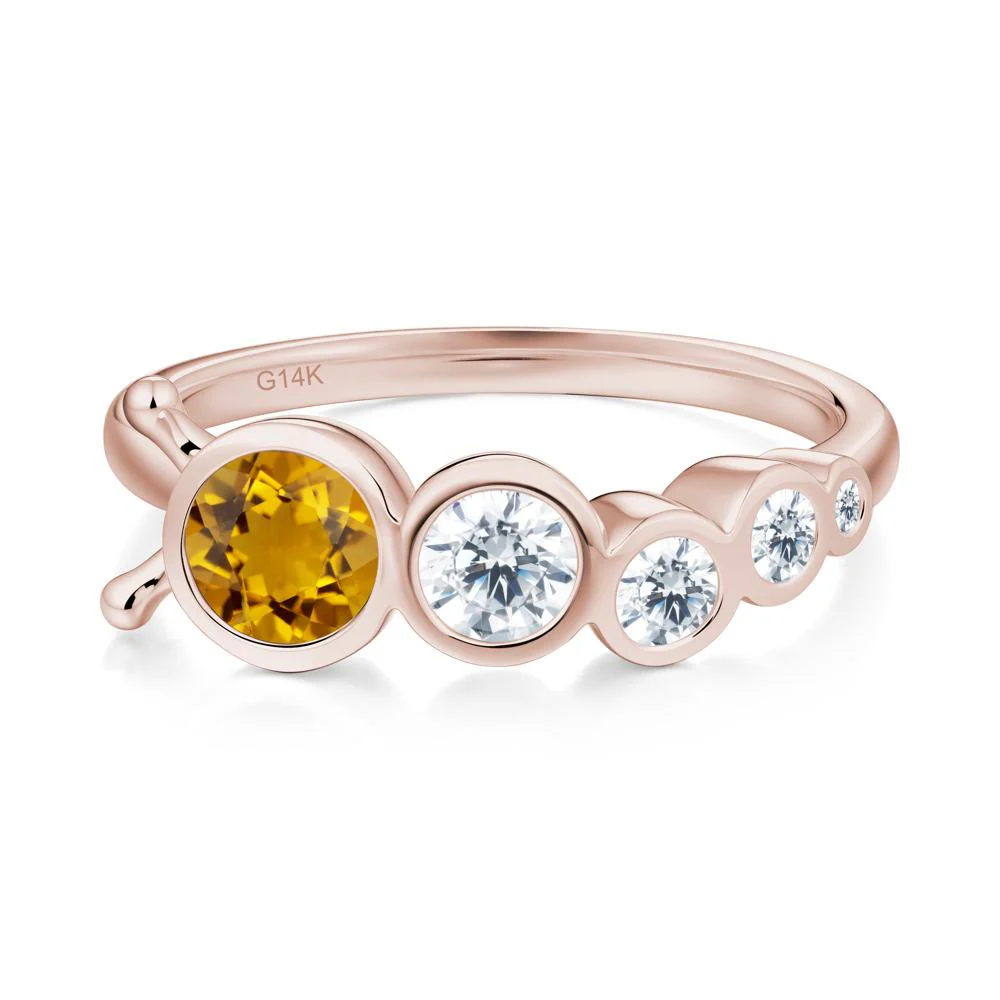 Round Citrine Bubble Ring