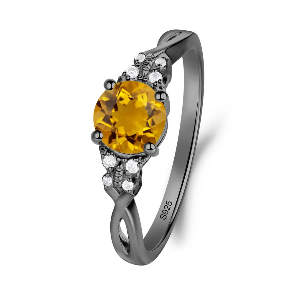 Round Citrine Butterfly Ring - Image 4
