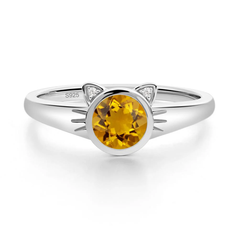 Round Citrine Cat Ear Ring - Image 2