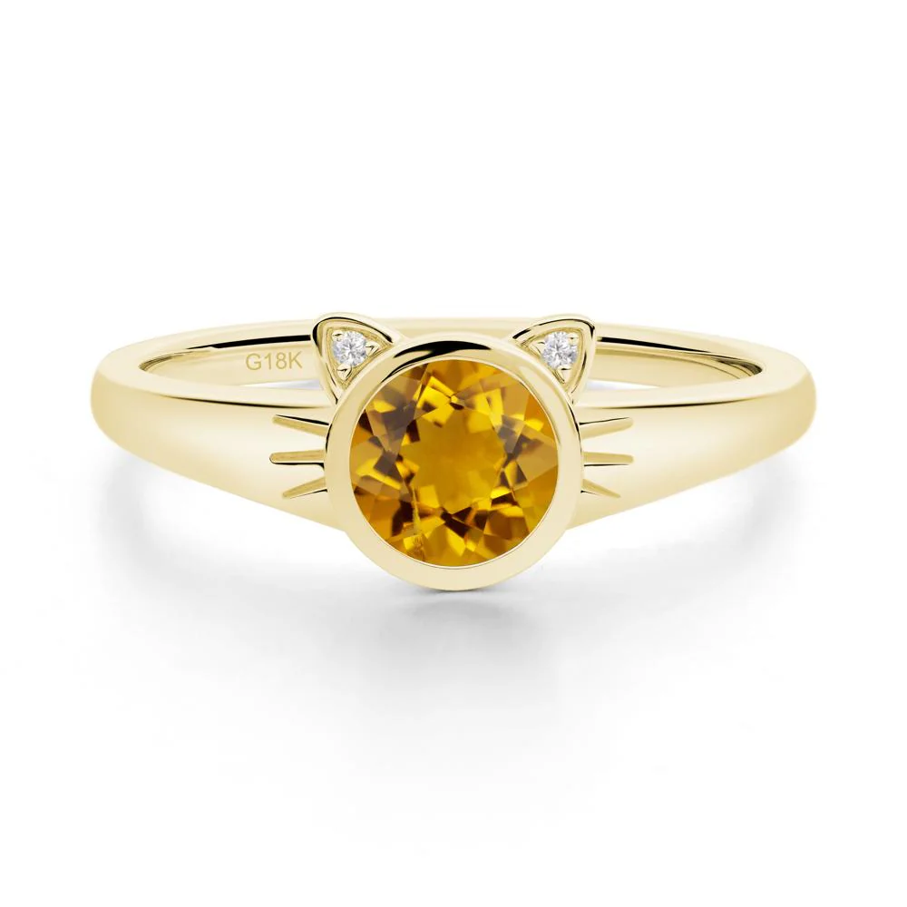 Round Citrine Cat Ear Ring - Image 7
