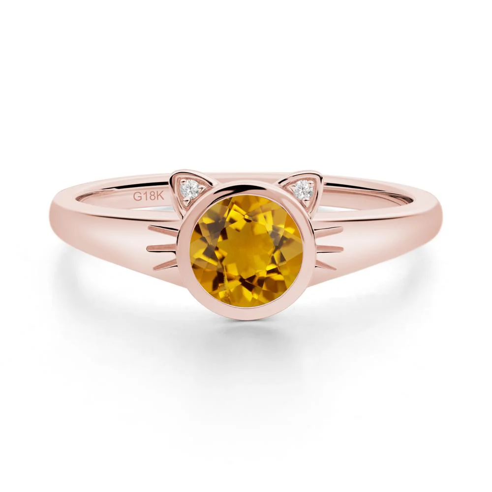 Round Citrine Cat Ear Ring - Image 8