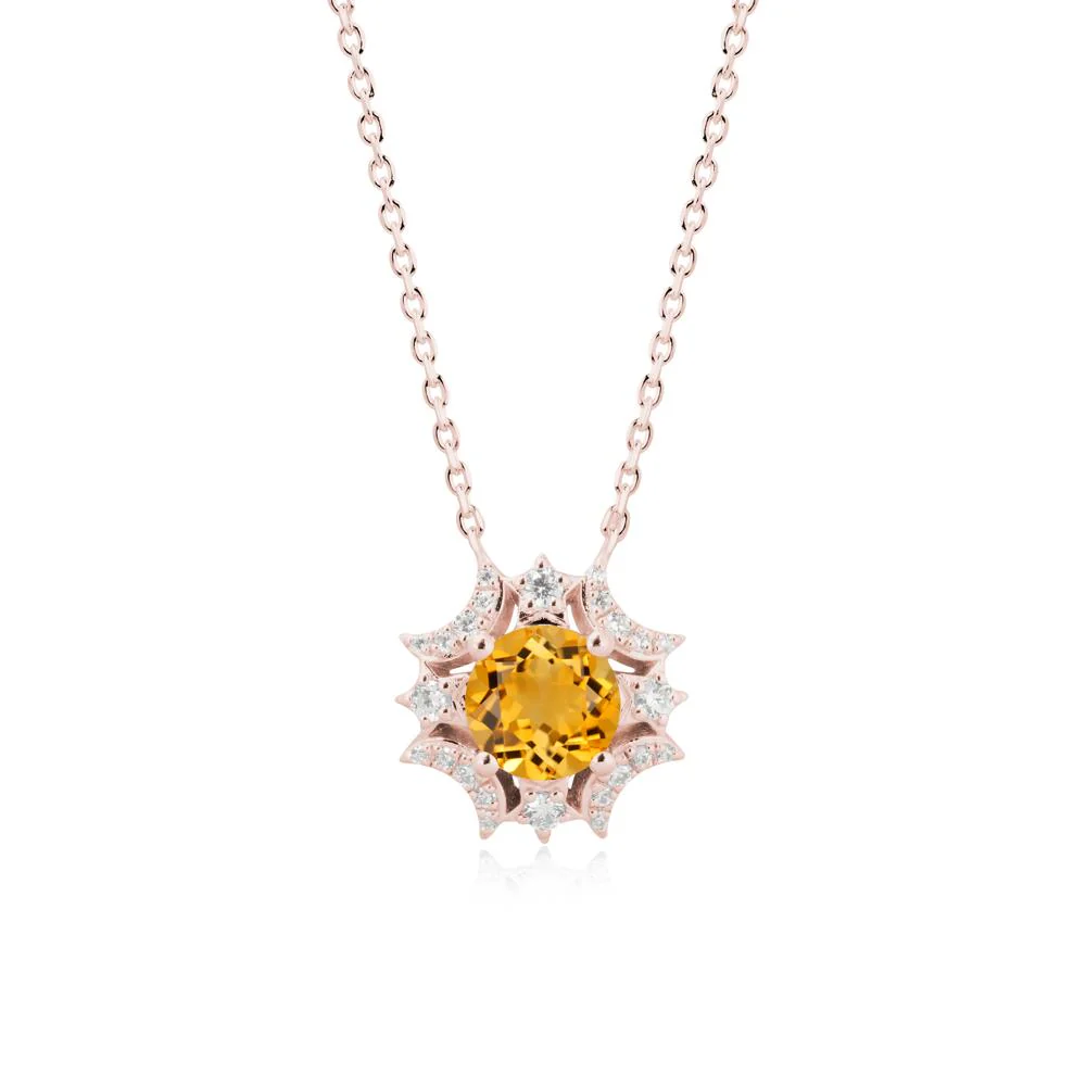 Round Citrine Celestial Star Pendant Necklace - Image 4