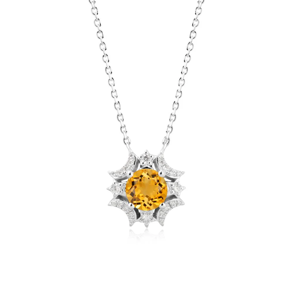 Round Citrine Celestial Star Pendant Necklace - Image 5