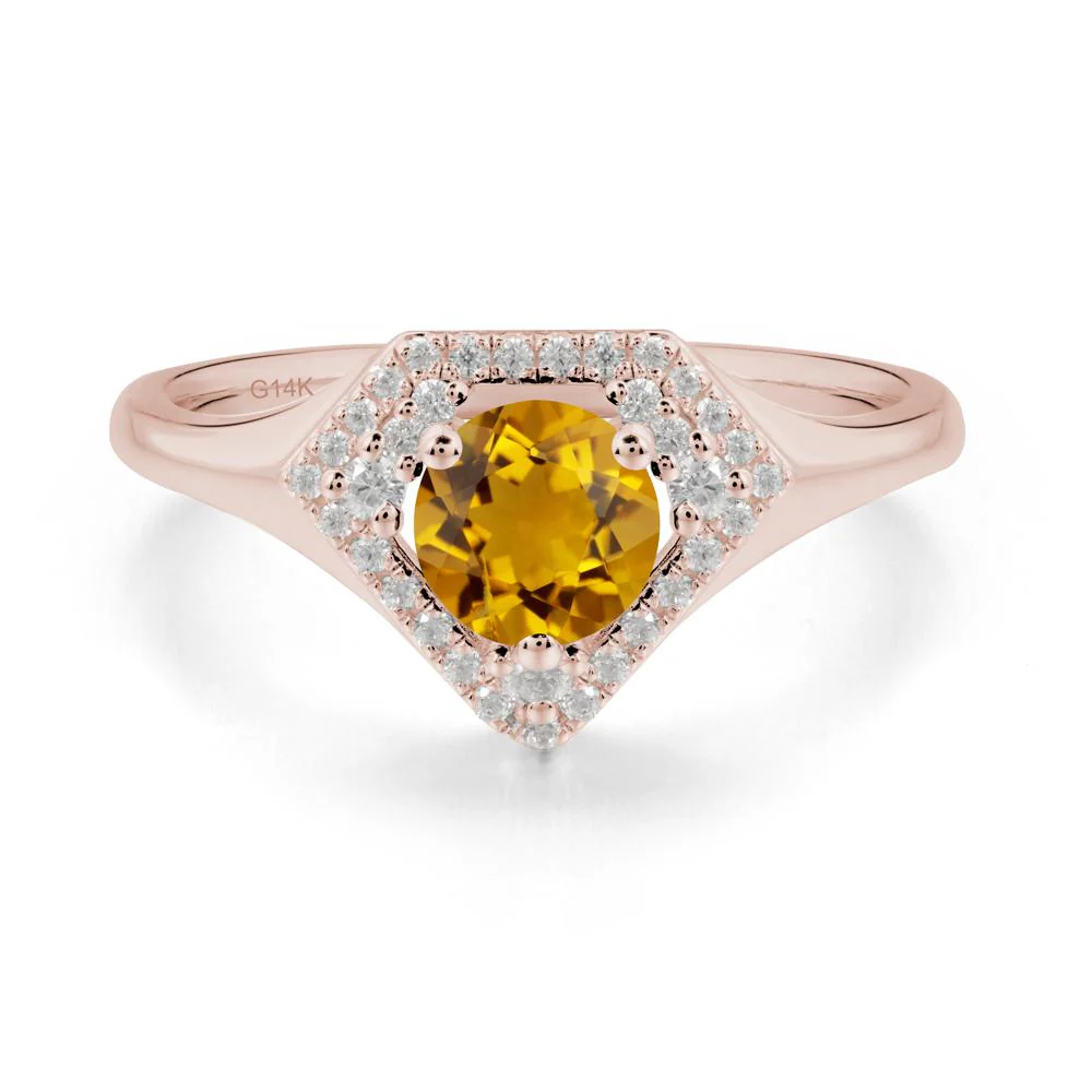 Round Citrine Double Halo Ring - Image 3