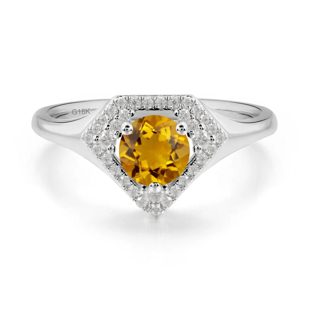 Round Citrine Double Halo Ring - Image 9